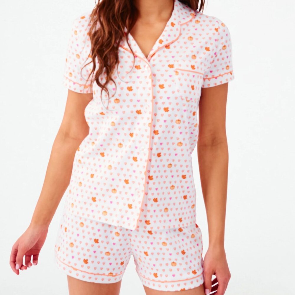 Roller Rabbit Autumn Hearts Polo Pajamas Short Sleeve - Picture 2 of 7